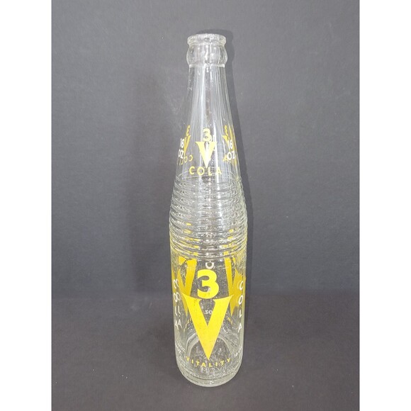 VINTAGE 3V COLA SODA BOTTLE - FULL PINT 16 OZ ACL CLEAR GLASS DATED 1957 - Picture 5 of 5